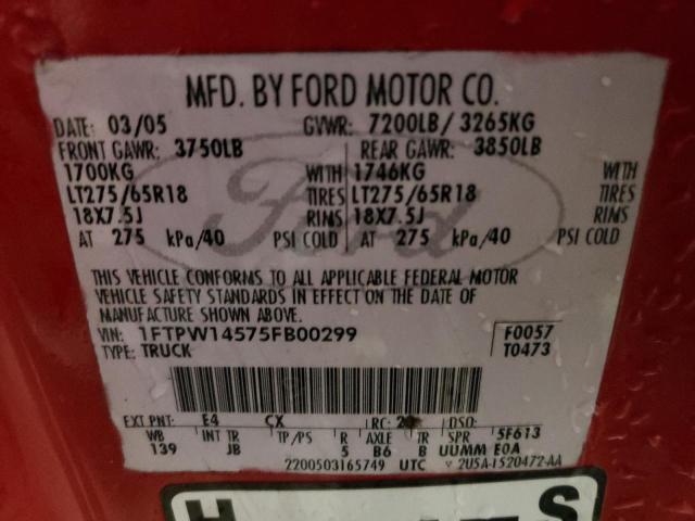 Photo 11 VIN: 1FTPW14575FB00299 - FORD F150 SUPER 