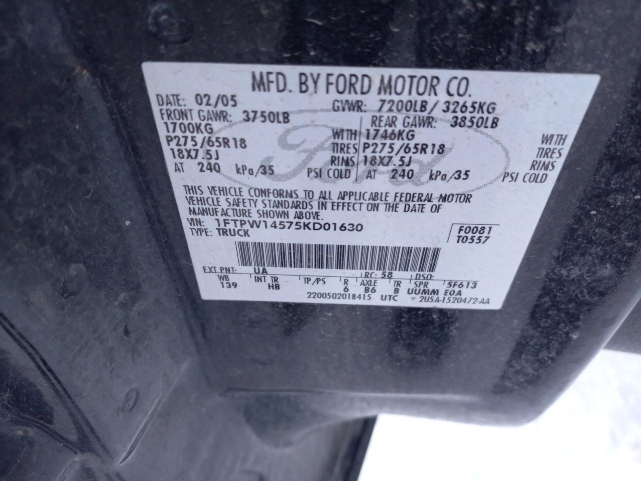 Photo 11 VIN: 1FTPW14575KD01630 - FORD F-150 