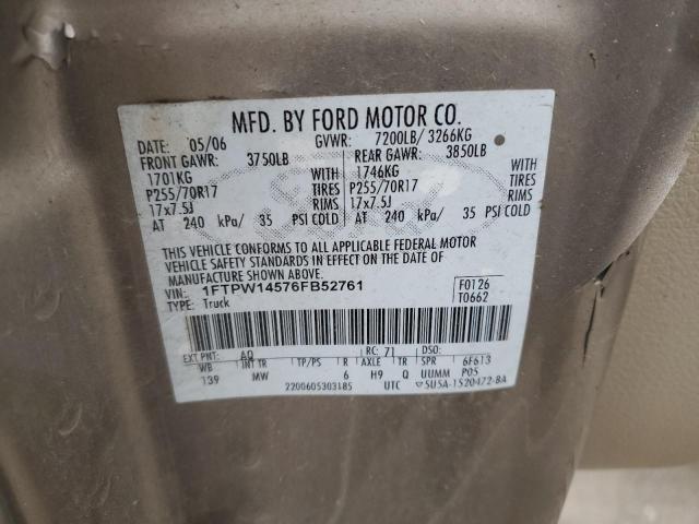 Photo 11 VIN: 1FTPW14576FB52761 - FORD F150 SUPER 