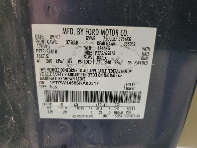 Photo 11 VIN: 1FTPW14586KA88317 - FORD F150 SUPER 