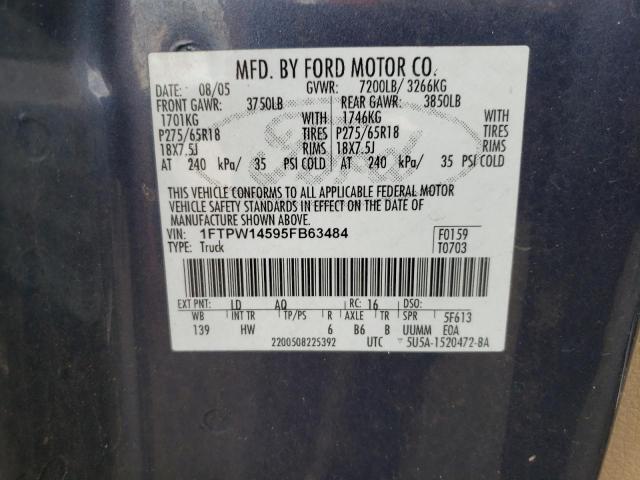 Photo 11 VIN: 1FTPW14595FB63484 - FORD F150 SUPER 