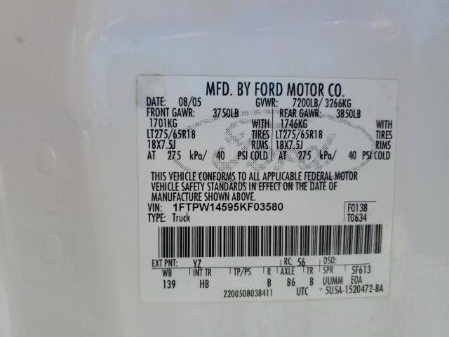 Photo 11 VIN: 1FTPW14595KF03580 - FORD F150 SUPER 