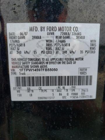 Photo 12 VIN: 1FTPW14597FB55050 - FORD F150 SUPER 