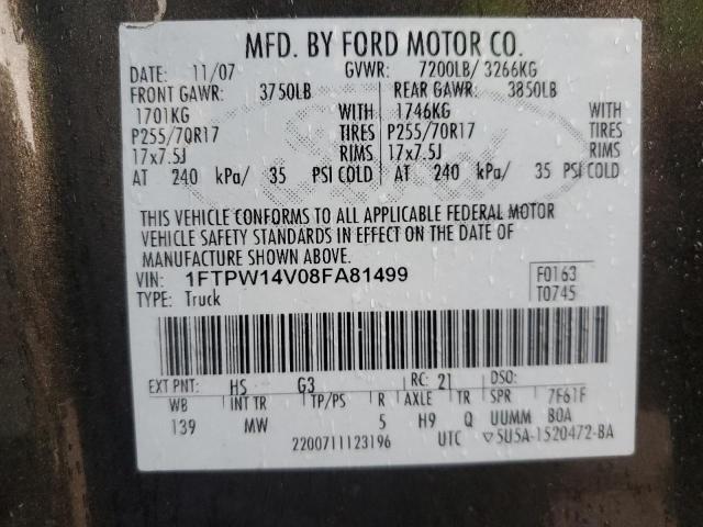 Photo 11 VIN: 1FTPW14V08FA81499 - FORD F-150 