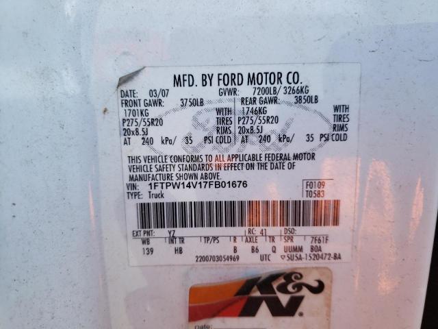 Photo 11 VIN: 1FTPW14V17FB01676 - FORD F-150 