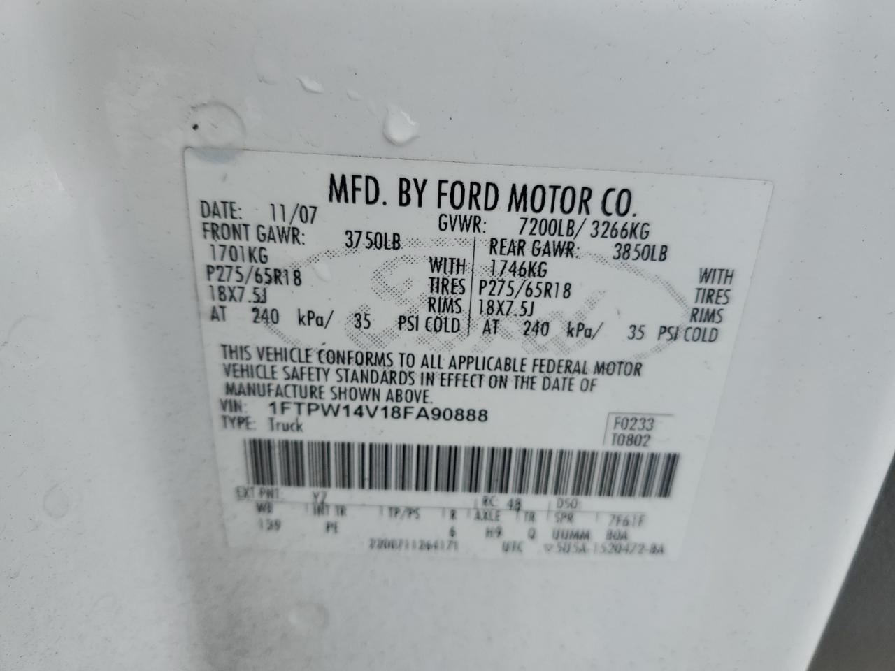 Photo 11 VIN: 1FTPW14V18FA90888 - FORD F-150 