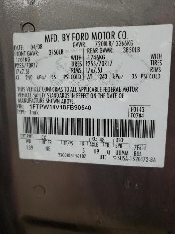 Photo 11 VIN: 1FTPW14V18FB90540 - FORD F150 SUPER 