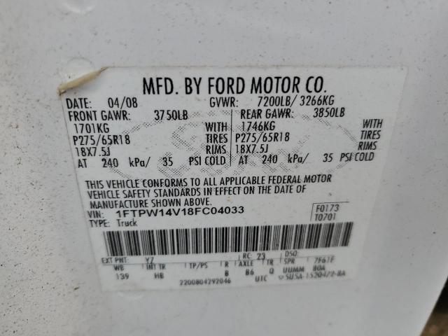 Photo 11 VIN: 1FTPW14V18FC04033 - FORD F-150 