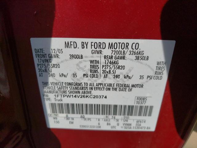 Photo 11 VIN: 1FTPW14V26KC20374 - FORD F150 SUPER 