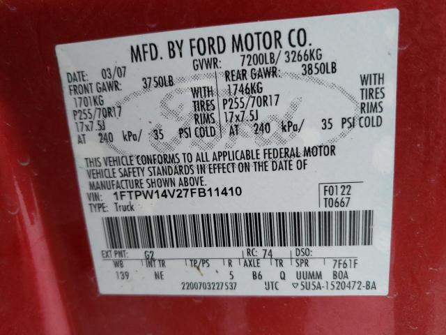 Photo 9 VIN: 1FTPW14V27FB11410 - FORD F-150 