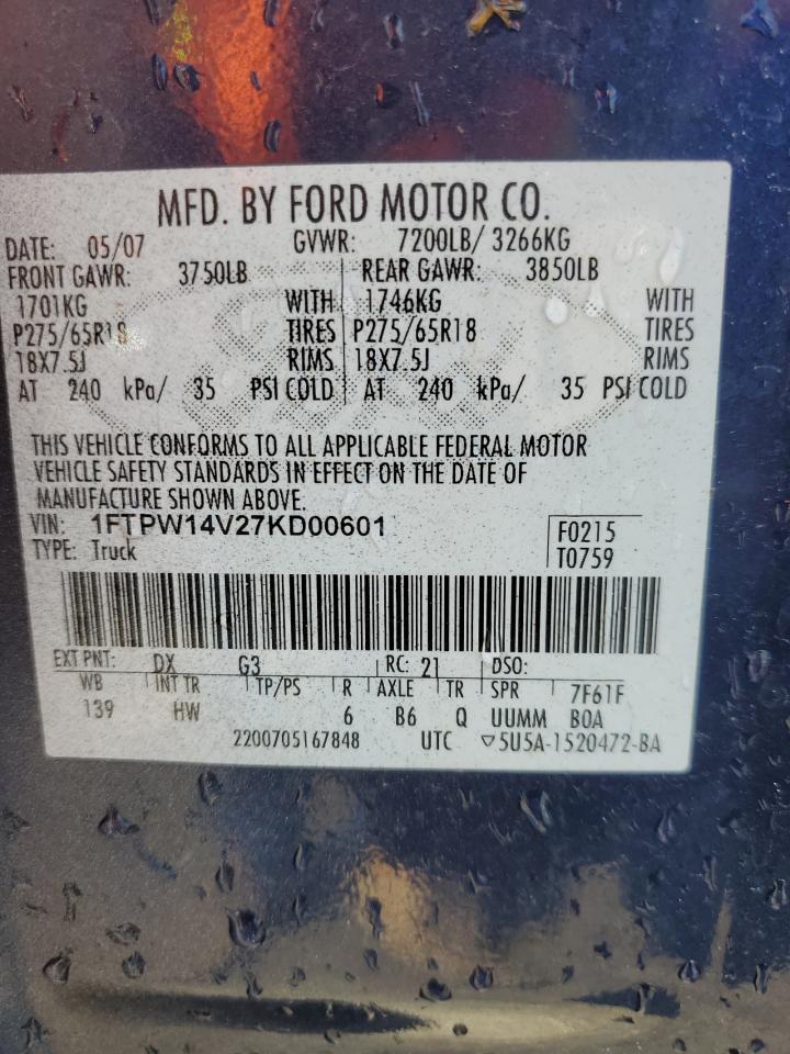 Photo 11 VIN: 1FTPW14V27KD00601 - FORD F-150 