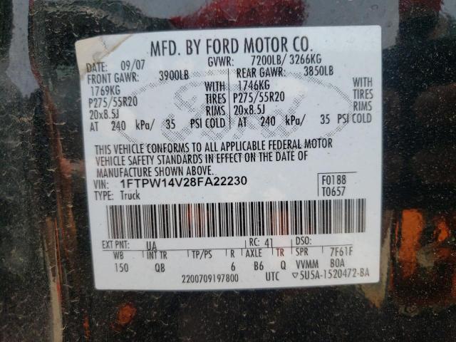 Photo 11 VIN: 1FTPW14V28FA22230 - FORD F150 