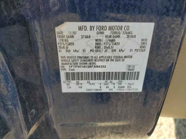 Photo 11 VIN: 1FTPW14V28FA94352 - FORD F150 SUPER 