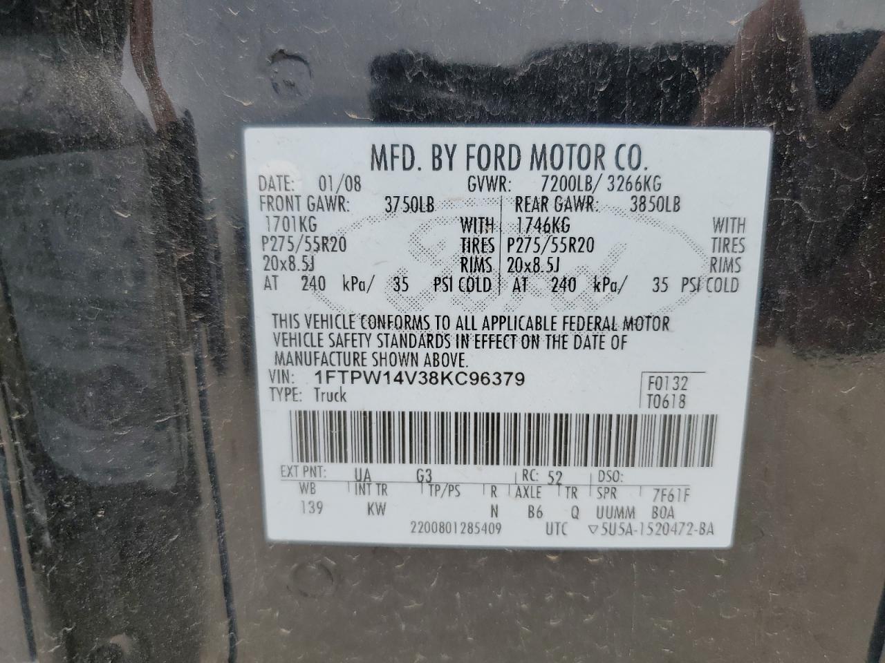 Photo 11 VIN: 1FTPW14V38KC96379 - FORD F-150 