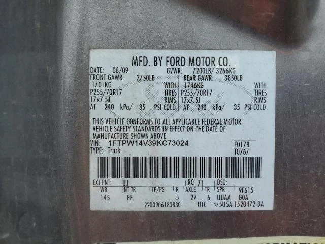 Photo 11 VIN: 1FTPW14V39KC73024 - FORD F150 SUPER 