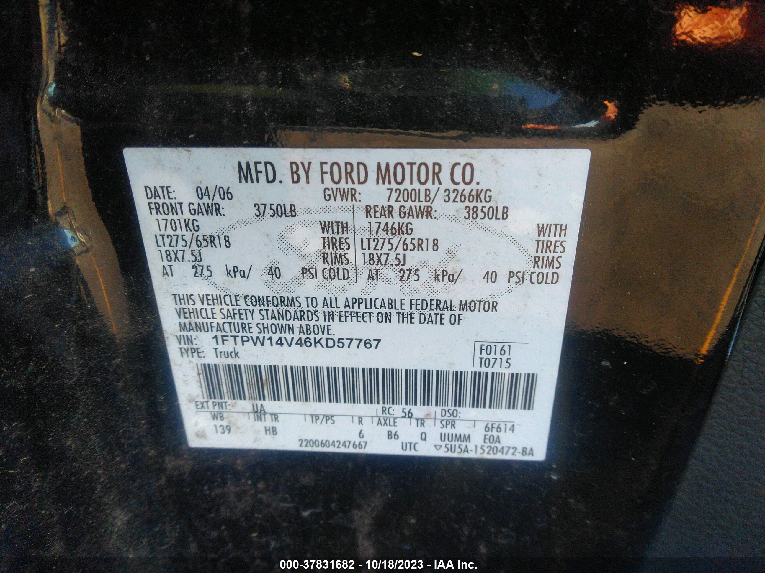 Photo 8 VIN: 1FTPW14V46KD57767 - FORD F-150 