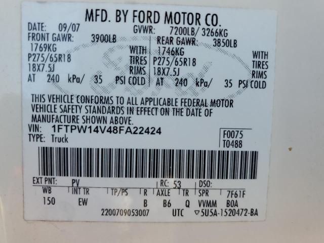 Photo 11 VIN: 1FTPW14V48FA22424 - FORD F150 SUPER 