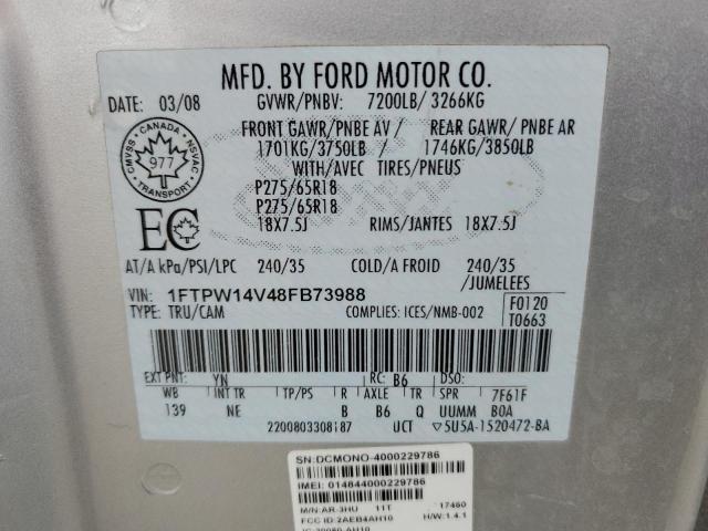 Photo 11 VIN: 1FTPW14V48FB73988 - FORD F150 SUPER 