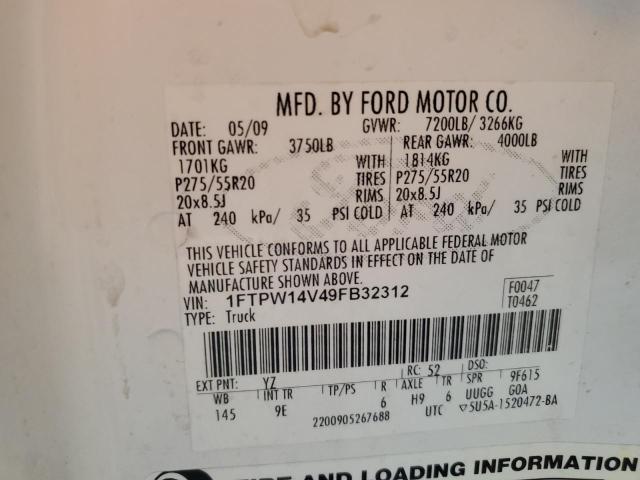 Photo 11 VIN: 1FTPW14V49FB32312 - FORD F150 SUPER 