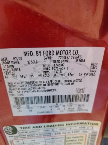 Photo 11 VIN: 1FTPW14V49KB49022 - FORD F150 SUPER 