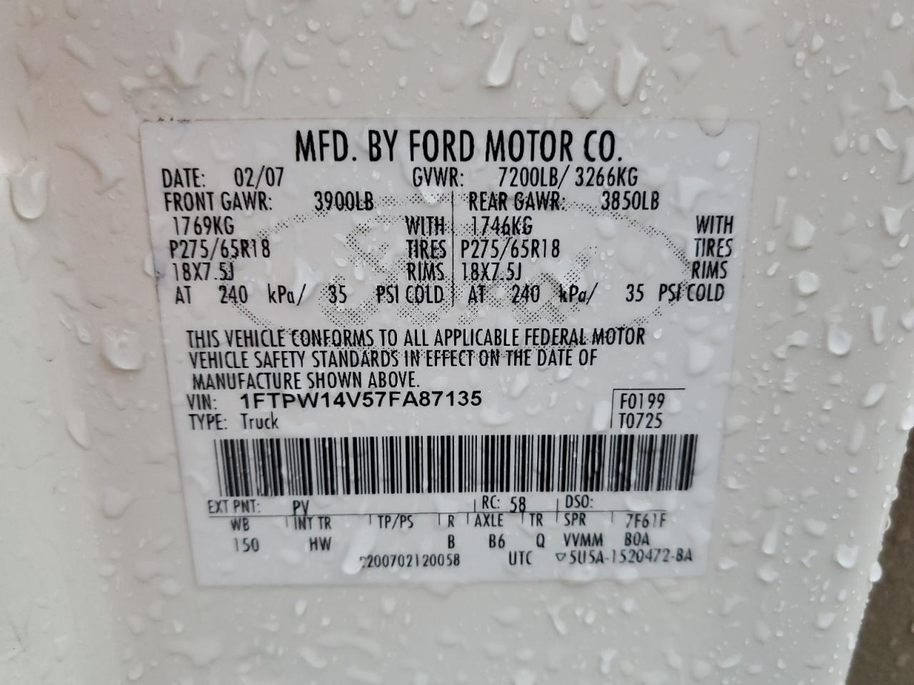 Photo 11 VIN: 1FTPW14V57FA87135 - FORD F-150 