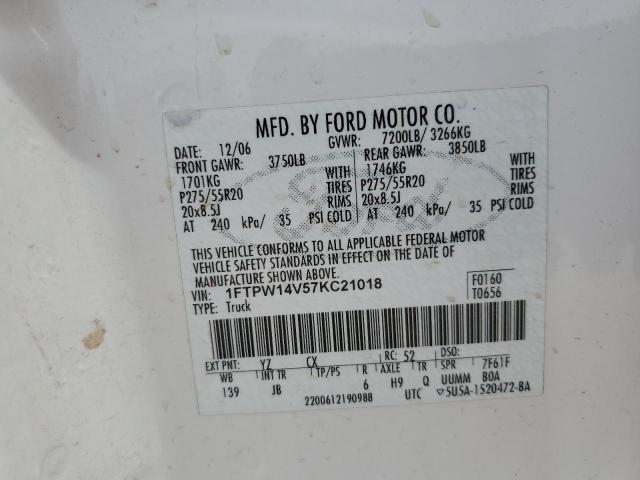 Photo 11 VIN: 1FTPW14V57KC21018 - FORD F150 SUPER 