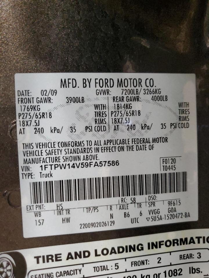 Photo 11 VIN: 1FTPW14V59FA57586 - FORD F-150 