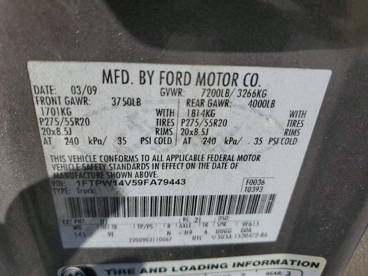 Photo 11 VIN: 1FTPW14V59FA79443 - FORD F-150 