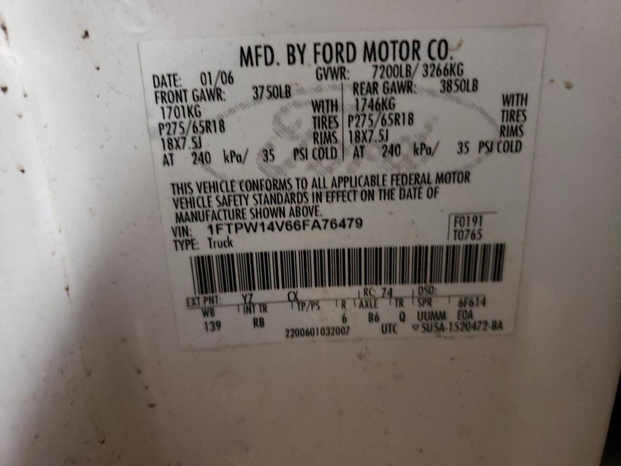 Photo 11 VIN: 1FTPW14V66FA76479 - FORD F-150 