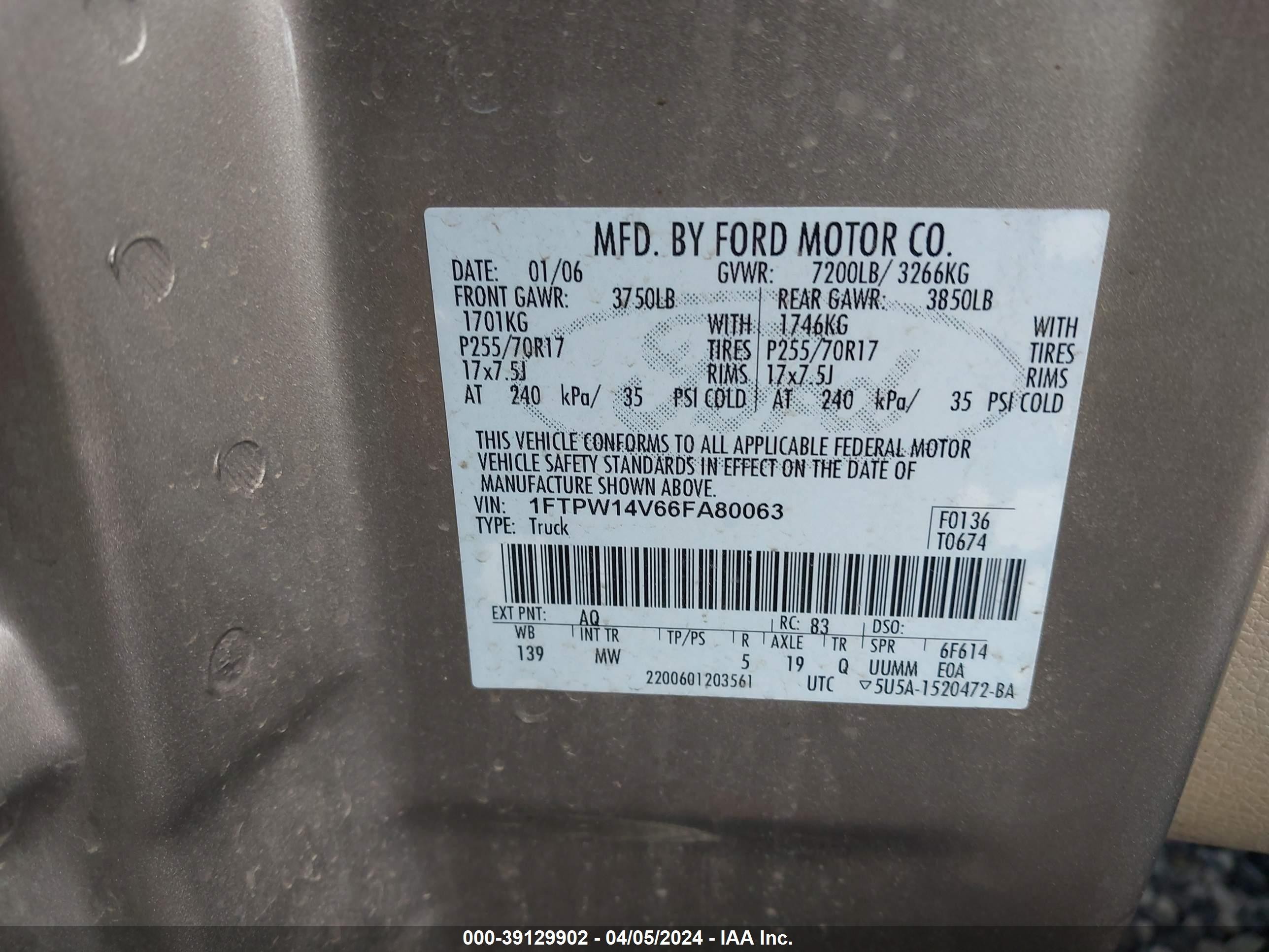 Photo 8 VIN: 1FTPW14V66FA80063 - FORD F-150 