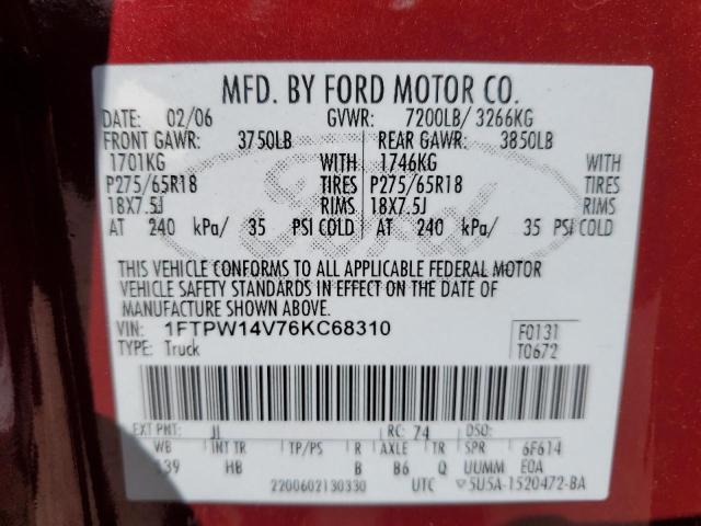 Photo 11 VIN: 1FTPW14V76KC68310 - FORD F-150 