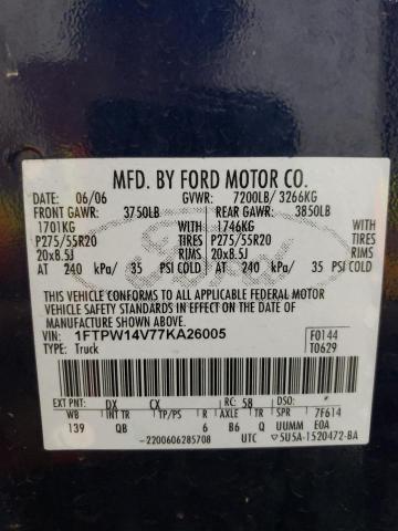 Photo 12 VIN: 1FTPW14V77KA26005 - FORD F150 SUPER 