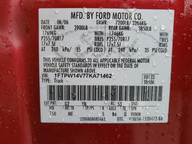 Photo 11 VIN: 1FTPW14V77KA71462 - FORD F-150 