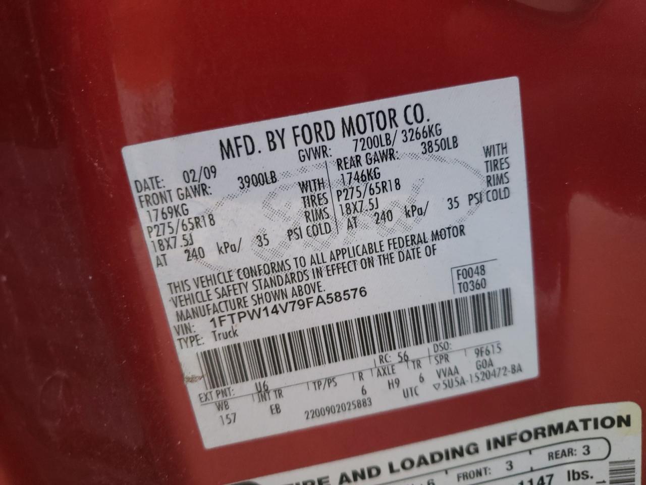 Photo 11 VIN: 1FTPW14V79FA58576 - FORD F-150 