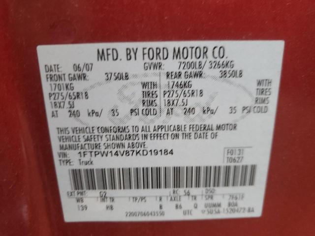 Photo 11 VIN: 1FTPW14V87KD19184 - FORD F150 SUPER 