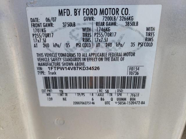 Photo 11 VIN: 1FTPW14V87KD34526 - FORD F150 SUPER 