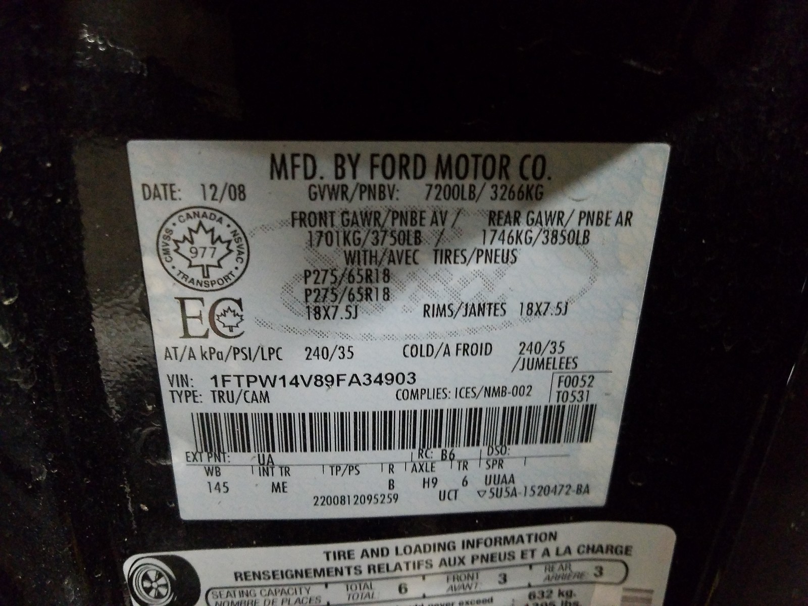 Photo 9 VIN: 1FTPW14V89FA34903 - FORD F150 