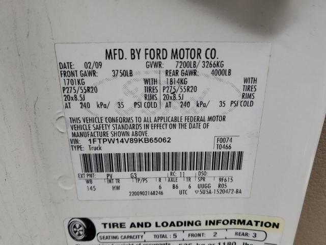 Photo 11 VIN: 1FTPW14V89KB65062 - FORD F150 SUPER 