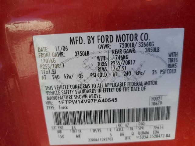 Photo 11 VIN: 1FTPW14V97FA40545 - FORD F150 SUPER 