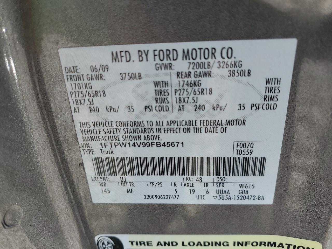 Photo 11 VIN: 1FTPW14V99FB45671 - FORD F-150 