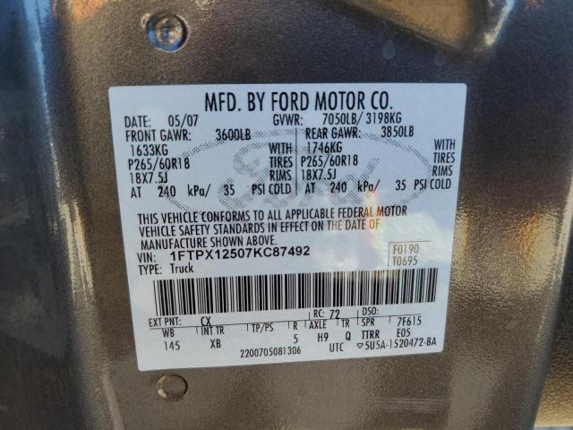 Photo 11 VIN: 1FTPX12507KC87492 - FORD F150 