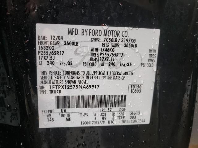 Photo 12 VIN: 1FTPX12575NA69917 - FORD F150 