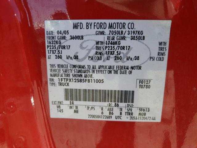 Photo 11 VIN: 1FTPX12585FB11005 - FORD F150 