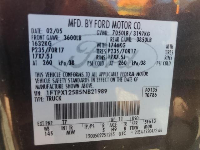 Photo 11 VIN: 1FTPX12585NB21989 - FORD F150 