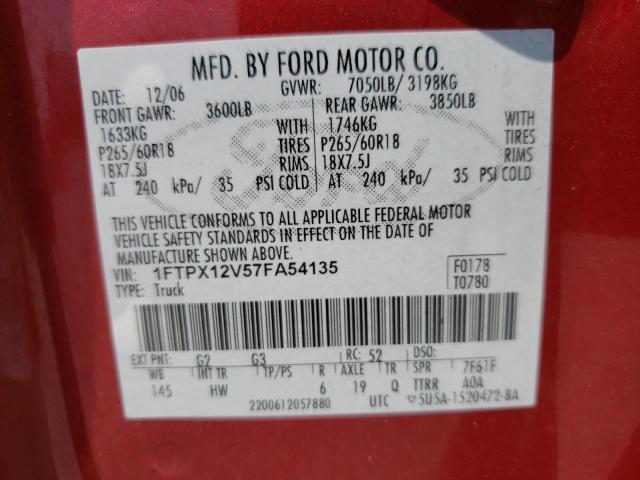 Photo 11 VIN: 1FTPX12V57FA54135 - FORD F150 