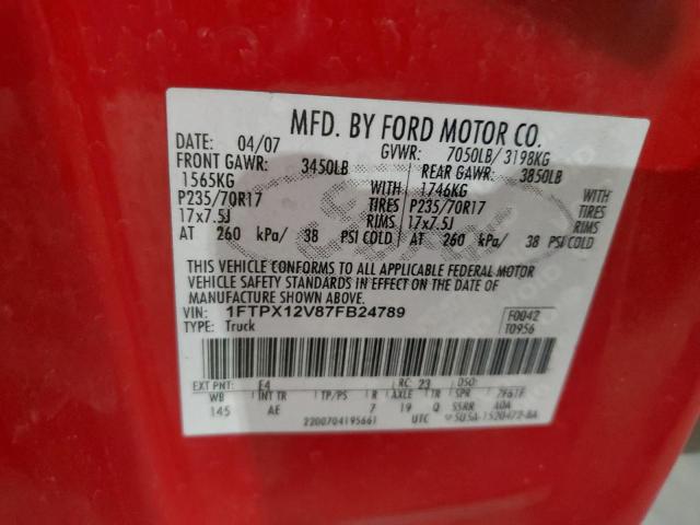 Photo 11 VIN: 1FTPX12V87FB24789 - FORD F150 