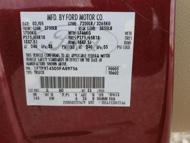 Photo 11 VIN: 1FTPX14505FA89756 - FORD F150 