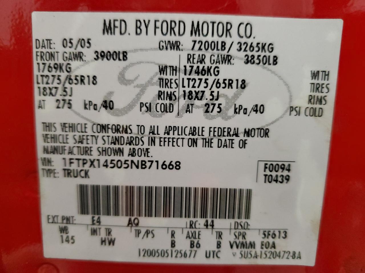 Photo 11 VIN: 1FTPX14505NB71668 - FORD F-150 