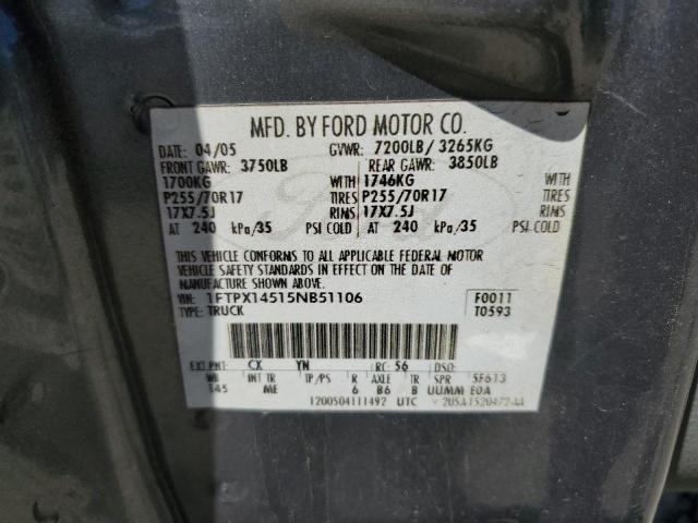 Photo 11 VIN: 1FTPX14515NB51106 - FORD F150 