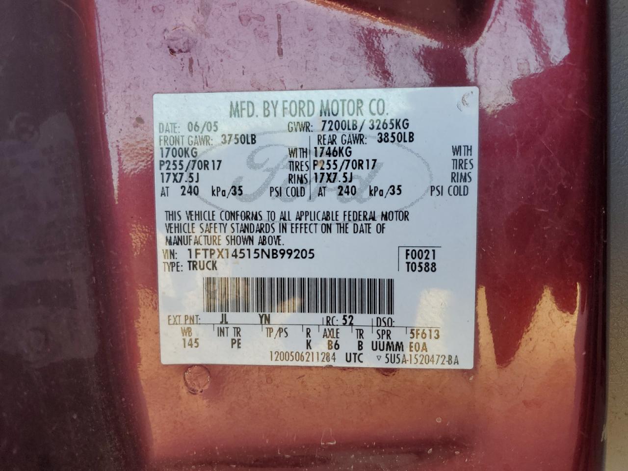 Photo 11 VIN: 1FTPX14515NB99205 - FORD F-150 